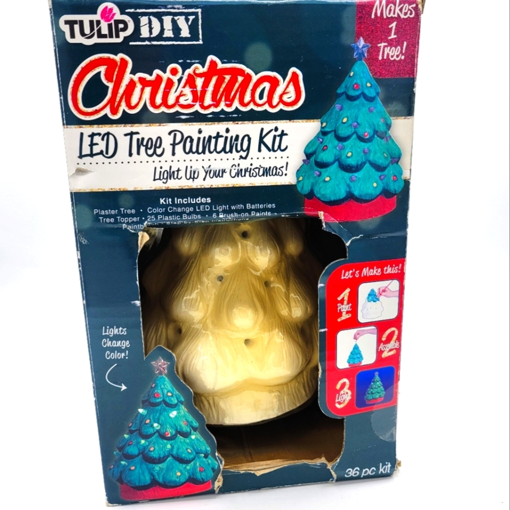 Christmas Tree Painting Kit Tulip DIY LED Lights New